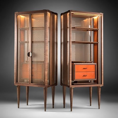 Moderne Vitrine - Sofia - ANNIBALE COLOMBO - Nussbaum / beleuchtet / mit Tür