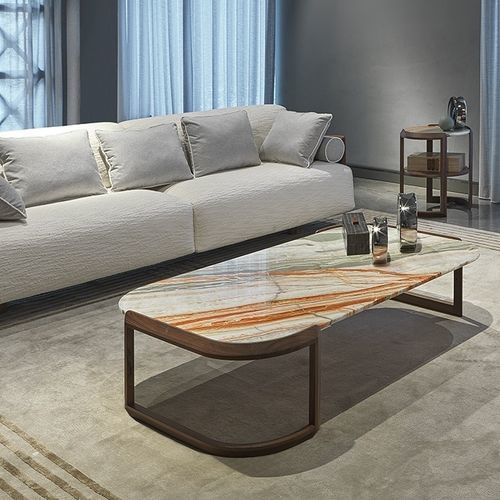 Moderner Couchtisch - Bembo - ANNIBALE COLOMBO - Marmor / Gestell aus Nussbaum / rechteckig