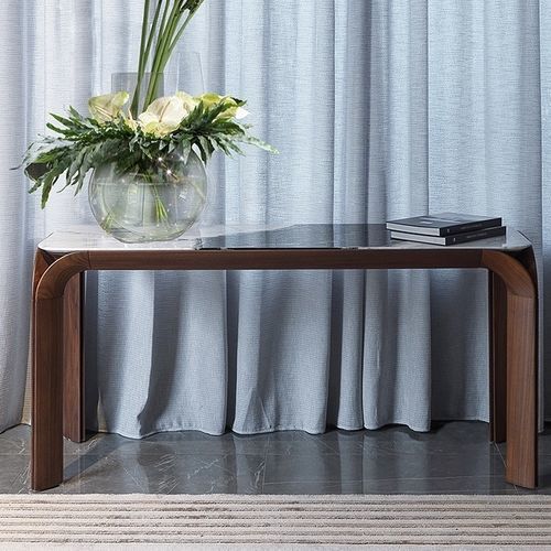 Moderner Konsolentisch - Didone - ANNIBALE COLOMBO - Nussbaum / Marmor / Gestell aus Nussbaum