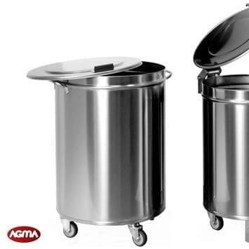 Bodenstehender Abfallbehälter - AGMA ARREDO INOX PROFESSIONALE SRL A SOCIO UNICO - Edelstahl / mit Rädern / mit Deckel