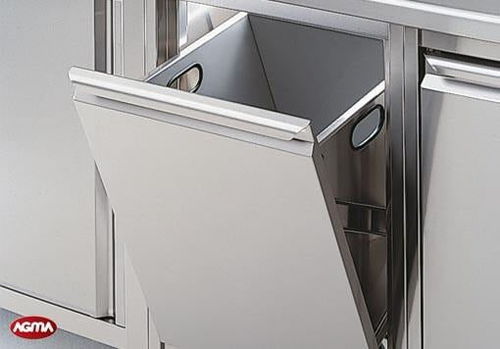 Einbau-Abfallbehälter - AGMA ARREDO INOX PROFESSIONALE SRL A SOCIO UNICO - Edelstahl / mit Deckel / für den Innenraum