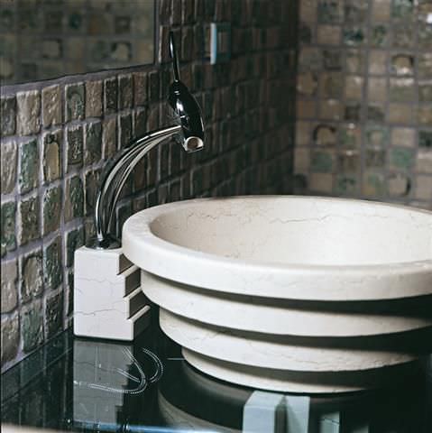 Aufsatzwaschbecken - CONCA - ANTIQUAREX - Marmor / mit verstellbarem Spiegel / rund