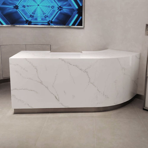 Mineralwerkstoff-Arbeitsplatte - CALACATTA HW6812 - Kaiping Fuliya Industrial Co., Ltd. - für Empfangsbereich / weiß / poliert