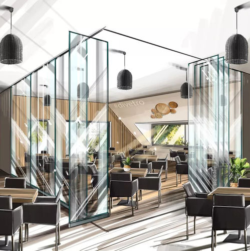 Dreh-Schiebe-Trennwand - PARITET LLC - mit Glasfront / Metall / für professionellen Einsatz