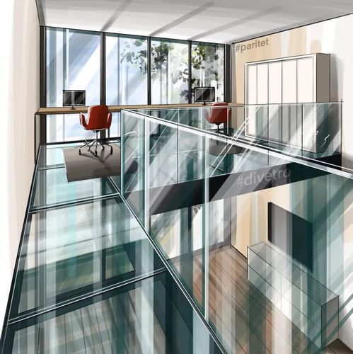 Glas-Bodenbelag - PARITET LLC - Innenbereich / für Küche / für Gebäude