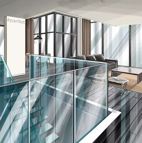 Glasbalustrade - PARITET LLC - Glasplatten / für den Innenraum / für Treppen