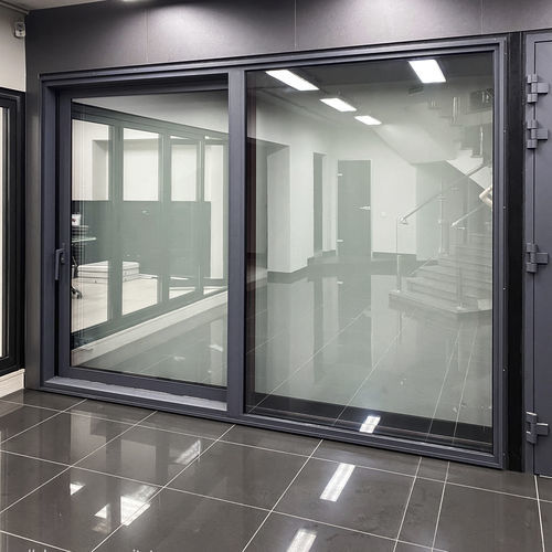 Glasschiebetür - PANORAMA - PARITET LLC - Metall / zweiflügelig / links