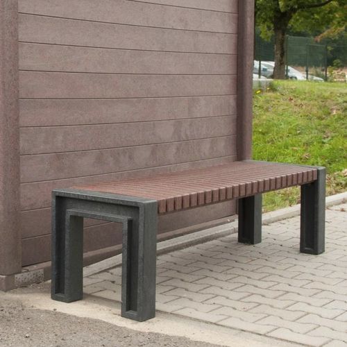 Bank / minimalistisches Design - UENO  - Floema - Recyclingkunststoff / Metall / galvanisiertem Stahl