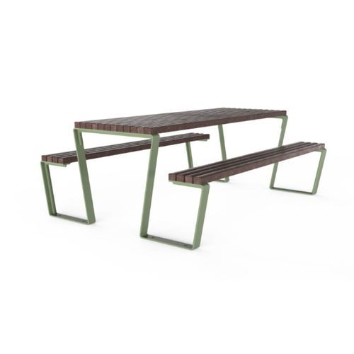 Moderner Picknicktisch - PLAZA - Floema - Recyclingkunststoff / galvanisiertem Stahl / Stahl