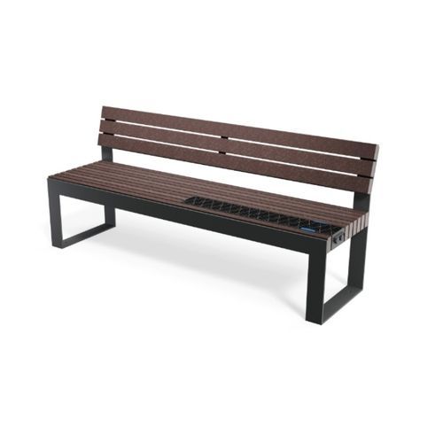 Bank für den öffentlichen Raum / Design - SIN RESPALDO - Floema - Recyclingkunststoff / Metall / mit Rückenlehne