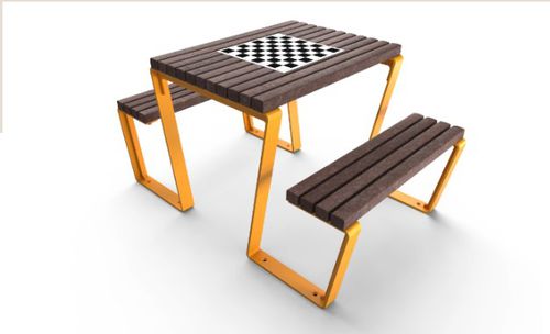 Schachtisch für Außenbereich - PLAZA - Floema - modern / Recyclingkunststoff / Metall