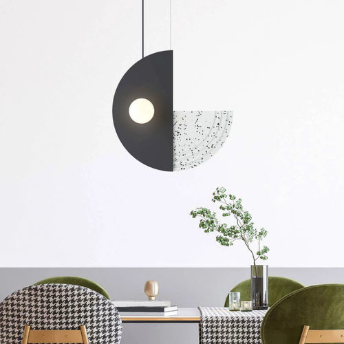 Hängelampe - REGINA - Robin Lamps - Recyclingkunststoff / Terrazzo / Opal