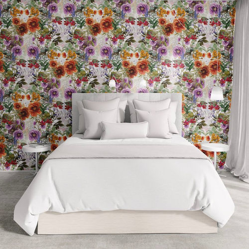 Tapete / originelles Design - THE WAR ON PLANTS - XAWD - Blumenmotiv / mehrfarbig / bedruckt