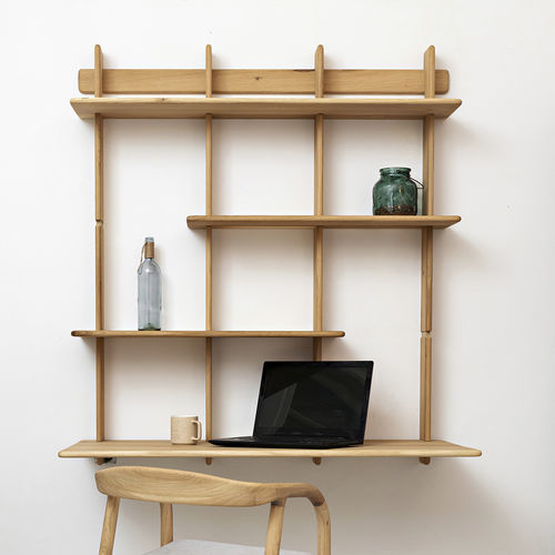 Wandmontiertes Regal - D - Pommier Furniture - skandinavisches Design / Eiche / Nussbaum