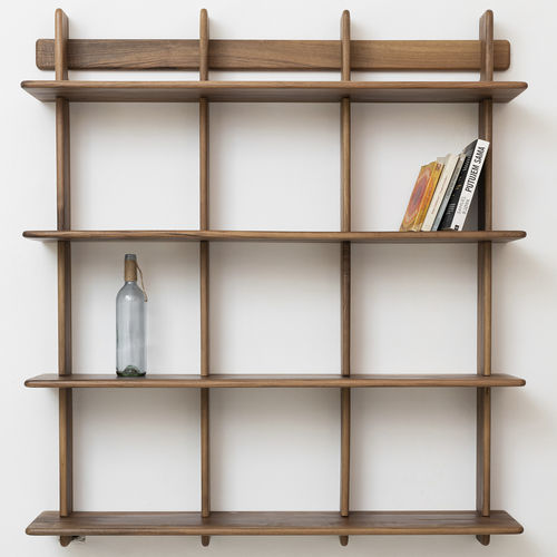 Wandmontiertes Regal - E - Pommier Furniture - skandinavisches Design / Eiche / Nussbaum