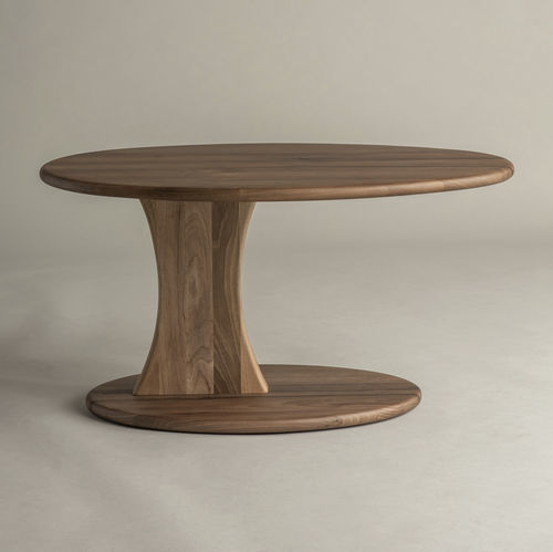 Moderner Couchtisch - Ellipse Big - Pommier Furniture - Eiche / Nussbaum / Gestell aus Eiche