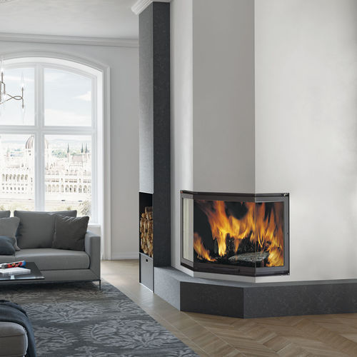 Geschlossene Feuerstelle / Holz - Firek  3 - EK63 - mit 3 Sichtseiten / Stahl / Gusseisen