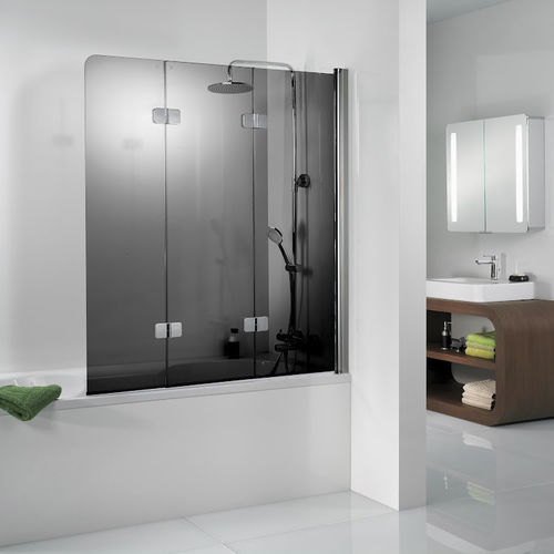 Schwenkbarer Badewannen-Duschwand - PREMIUM SOFTCUBE: 6807114 - HSK - rechts / Hartglas / 3 Paneele