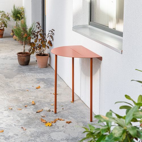 Moderner Tisch - LEAF  - IDDO - Edelstahl / Gestell aus rostfreiem Edelstahl / halbrund