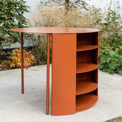 Moderner Konsolentisch - LEAF  - IDDO - Edelstahl / Gestell aus rostfreiem Edelstahl / rund