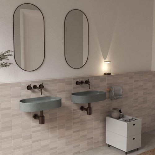 Wand-Waschbecken - CAPSULE - Maark Bathware - Beton / Mattfinish / oval