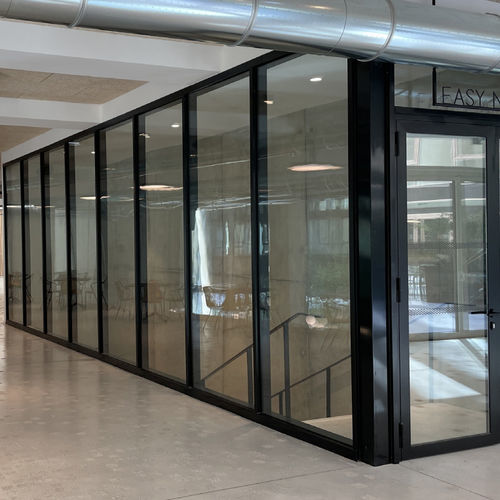 Fugenlose Trennwand - SteelTeq  - ERIBEL FRANCE - festinstalliert / mit Glasfront / Stahl