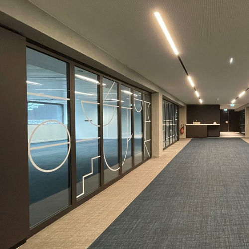 Fugenlose Trennwand - SteelTeq EI90 - ERIBEL FRANCE - festinstalliert / mit Glasfront / Stahl