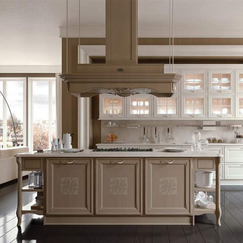 Inseldunstabzug - SIENA : CLASSIC - ARCARI ARREDAMENTI - Abluft / originelles Design / braun