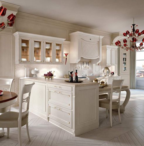 Klassische Küche - SIENA : LUXURY - ARCARI ARREDAMENTI - Holz / L-förmig / mit Griffen