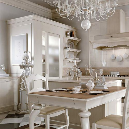 Klassischer Lagerschrank für Küchen - VENEZIA : PROVENCAL - ARCARI ARREDAMENTI - Milchglas / Hanf