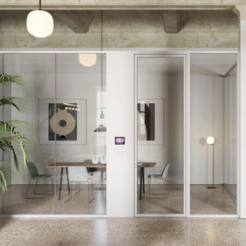 Festinstallierte Trennwand - GEMINI - Arcarossa - mit Glasfront / Aluminium / Polycarbonat