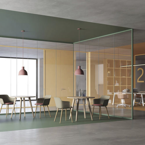 Festinstallierte Trennwand - ICONA - Arcarossa - mit Glasfront / Aluminium / Polycarbonat