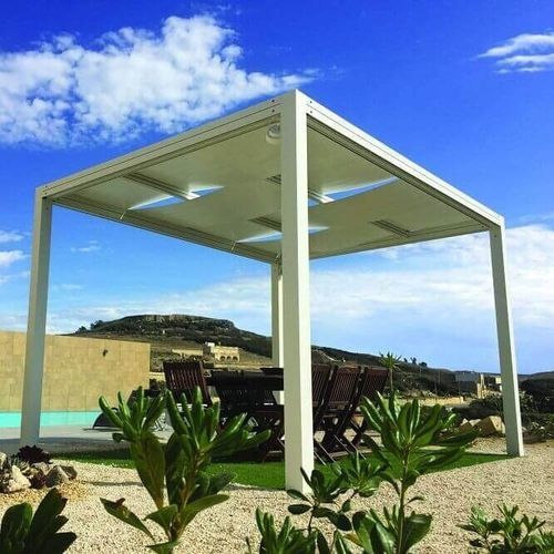 Selbsttragende Pergola - USINE-ONLINE - extrudiertes Aluminium / mit Stoffüberdachung / maßgefertigt