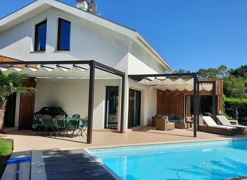 Angebaute Pergola - USINE-ONLINE - extrudiertes Aluminium / PVC Faltdach / maßgefertigt