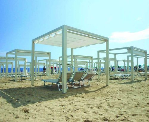 Selbsttragende Pergola - USINE-ONLINE - extrudiertes Aluminium / PVC Faltdach / maßgefertigt