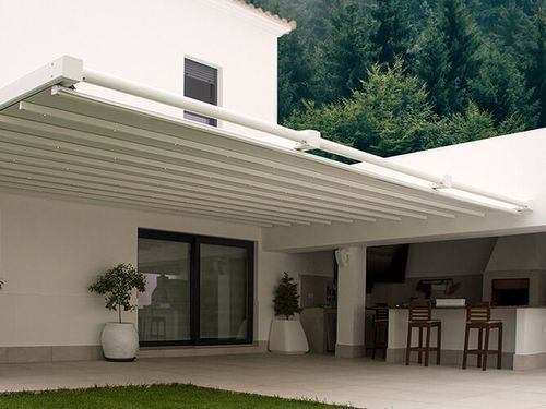 Hängende Pergola - S-LUXE  - USINE-ONLINE - extrudiertes Aluminium / mit Stoffüberdachung / maßgefertigt