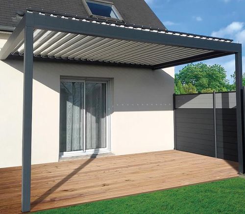 Angebaute Pergola - USINE-ONLINE - extrudiertes Aluminium / mit orientierbaren Lamellen / maßgefertigt