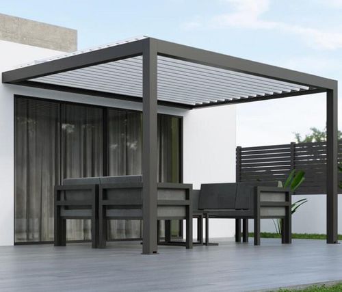 Angebaute Pergola - USINE-ONLINE - extrudiertes Aluminium / mit orientierbaren Lamellen / maßgefertigt