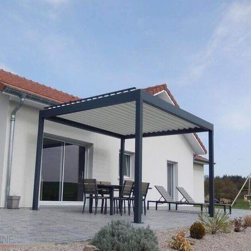 Selbsttragende Pergola - H2 - USINE-ONLINE - extrudiertes Aluminium / mit orientierbaren Lamellen / mit Sonnenschutzlamellen