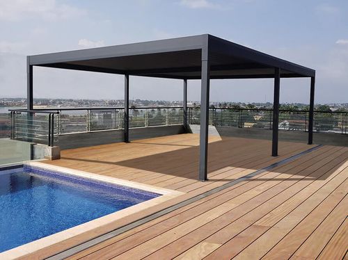 Selbsttragende Pergola - H3 - USINE-ONLINE - extrudiertes Aluminium / mit orientierbaren Lamellen / mit Sonnenschutzlamellen
