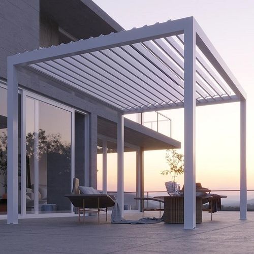 Selbsttragende Pergola - S3 - USINE-ONLINE - extrudiertes Aluminium / mit orientierbaren Lamellen / mit Sonnenschutzlamellen