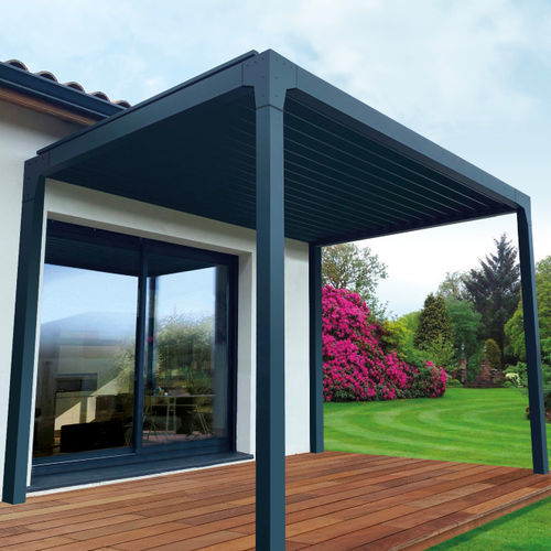 Selbsttragende Pergola - L1 - USINE-ONLINE - extrudiertes Aluminium / mit orientierbaren Lamellen / mit Sonnenschutzlamellen