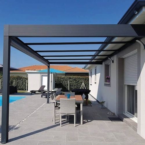 Angebaute Pergola - H3 - USINE-ONLINE - extrudiertes Aluminium / mit Flachdach / maßgefertigt