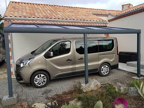 Maßgefertigter Carport - CL - USINE-ONLINE - mit integrierter Beleuchtung / Aluminium / Polycarbonat