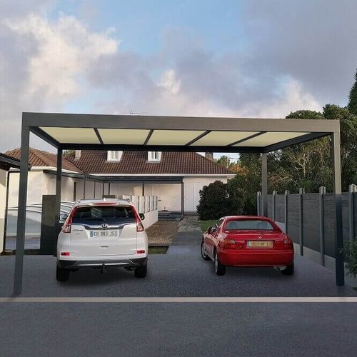 Maßgefertigter Carport - H3 - USINE-ONLINE - mit integrierter Beleuchtung / mit Dach aus Sandwichpaneelen / Aluminium