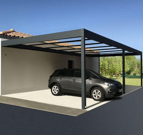 Maßgefertigter Carport - H3 - USINE-ONLINE - mit Dach aus Sandwichpaneelen / mit Solarpaneel / Aluminium