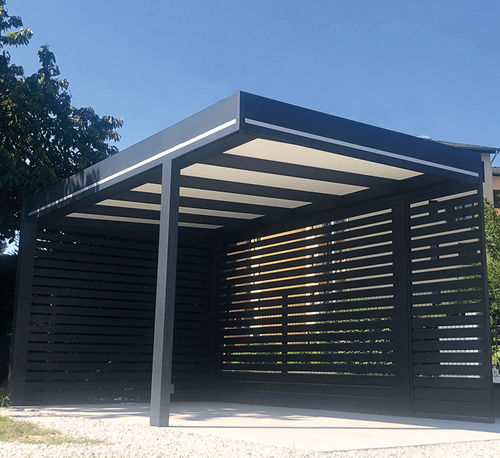 Maßgefertigter Carport - 1955 - USINE-ONLINE - mit integrierter Beleuchtung / mit Dach aus Sandwichpaneelen / Aluminium