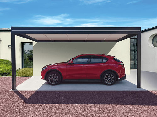 Maßgefertigter Carport - USINE-ONLINE - mit Dach aus Sandwichpaneelen / angebaut / extrudiertes Aluminium