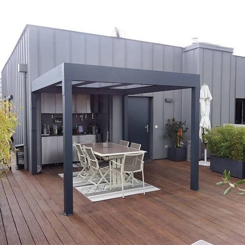 Selbsttragende Pergola - USINE-ONLINE - extrudiertes Aluminium / mit Flachdach / maßgefertigt