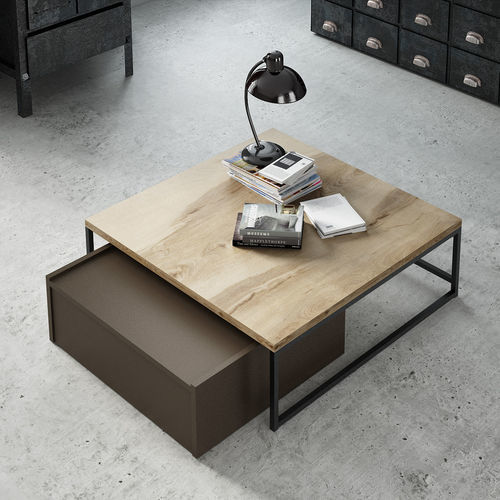 Moderner Couchtisch - SEVEN  - OLUT - Eiche / Gestell aus Metall / rechteckig